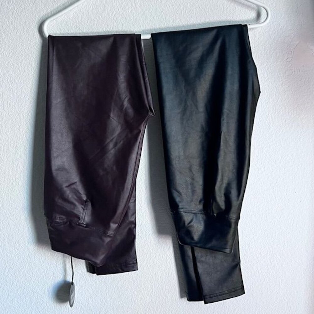 Aerie OFFLINE Real Luxe Leggings XS - NWT Brown & Pre-owned Black Faux Leather